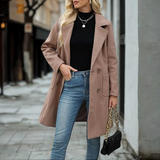 Demi - Casual Mid Length Button Open Front Coat