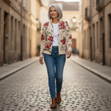 Monika - Vest with vintage rose pattern