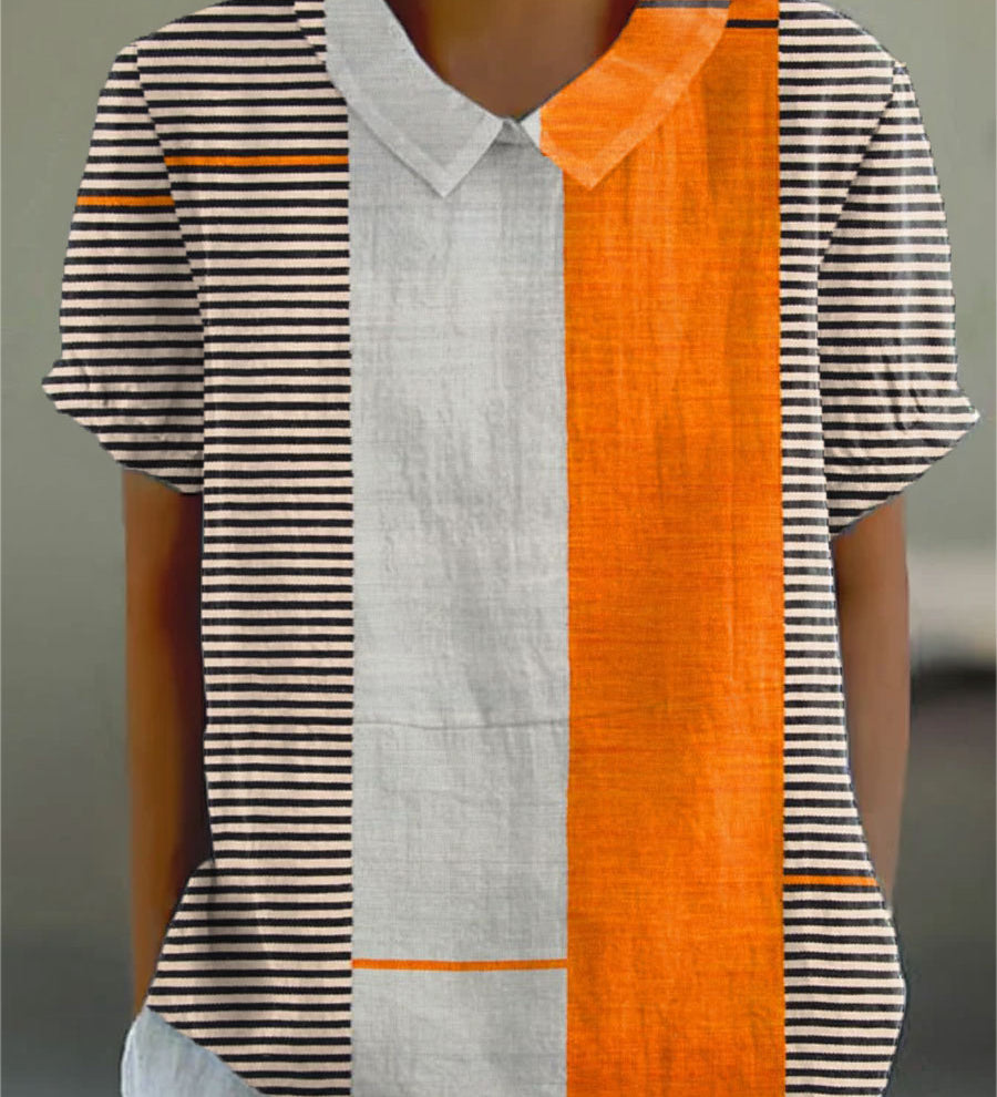 Lena - Striped Color Block Blouse