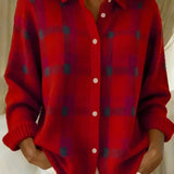 Brittany - Soft Checked Cardigan with Buttons