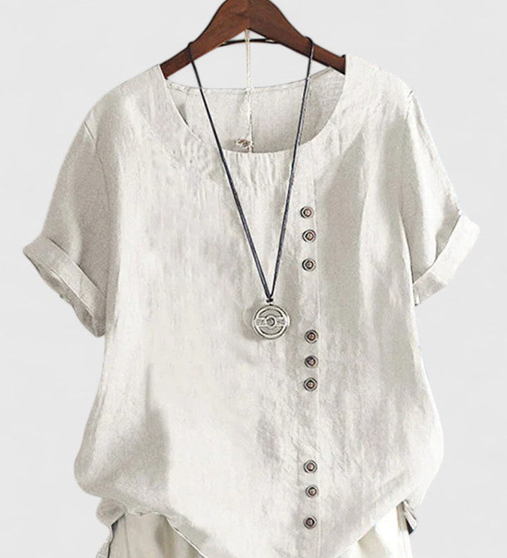 Elisavie - Comfortable Short Sleeve Blouse