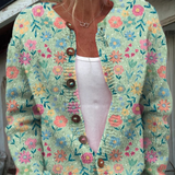 Cardigan with Floral Print and Buttons