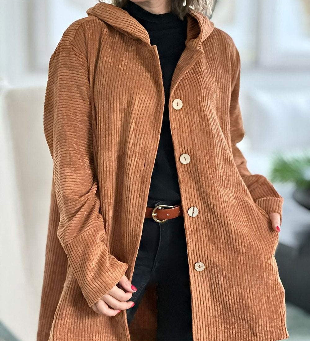 Cordia - Corduroy Hooded Cardigan