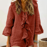 Nadine - Women Chic Bell Sleeve Ruffle Top