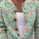 Cardigan with Floral Print and Buttons