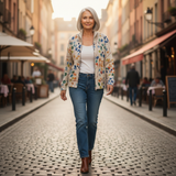 Anja - Vest with Colorful Leaf Pattern