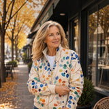 Anja - Vest with Colorful Leaf Pattern