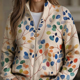 Anja - Vest with Colorful Leaf Pattern