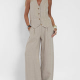 Rose | Set of Buttoned Vest and Wide Pants