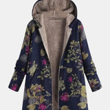 Aurora – Navy Blue Coat with Floral Pattern