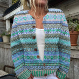 Elizabeth - Cardigan with Nordic Print and Buttons