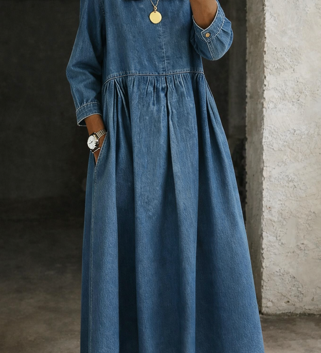 Clara - Peter Pan Collar Denim Dress
