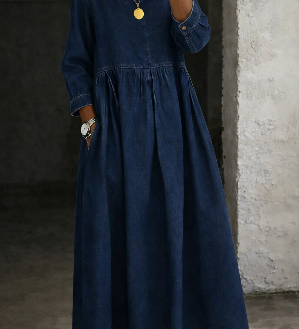 Clara - Peter Pan Collar Denim Dress
