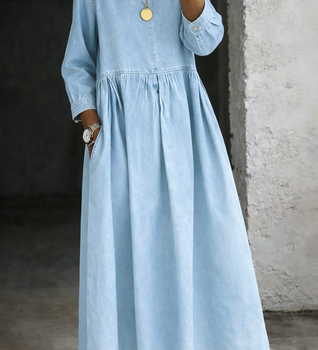 Clara - Peter Pan Collar Denim Dress