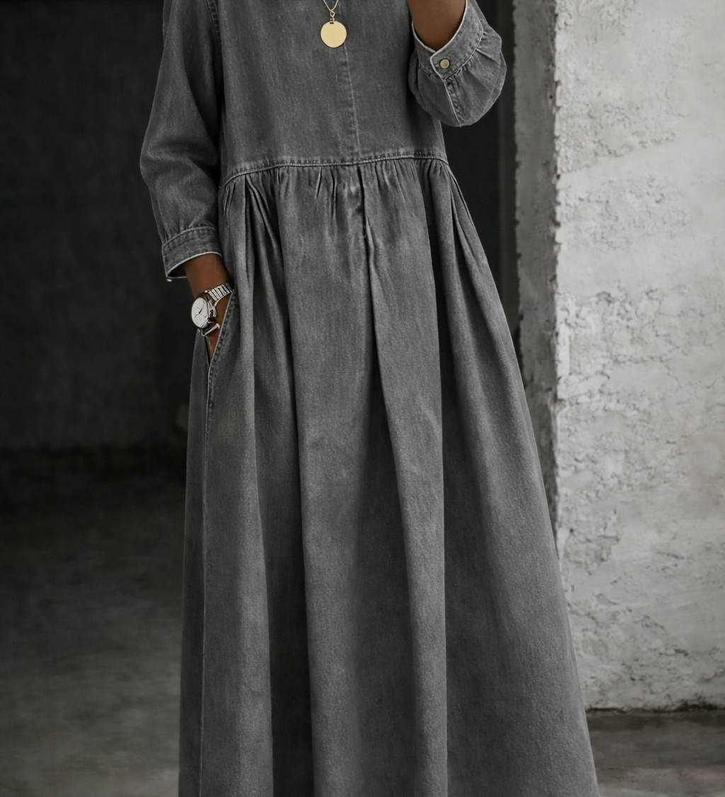 Clara - Peter Pan Collar Denim Dress