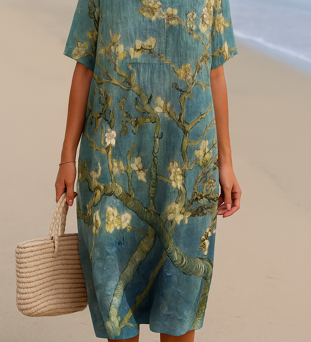 Mara - Floral Dress in Aqua Green