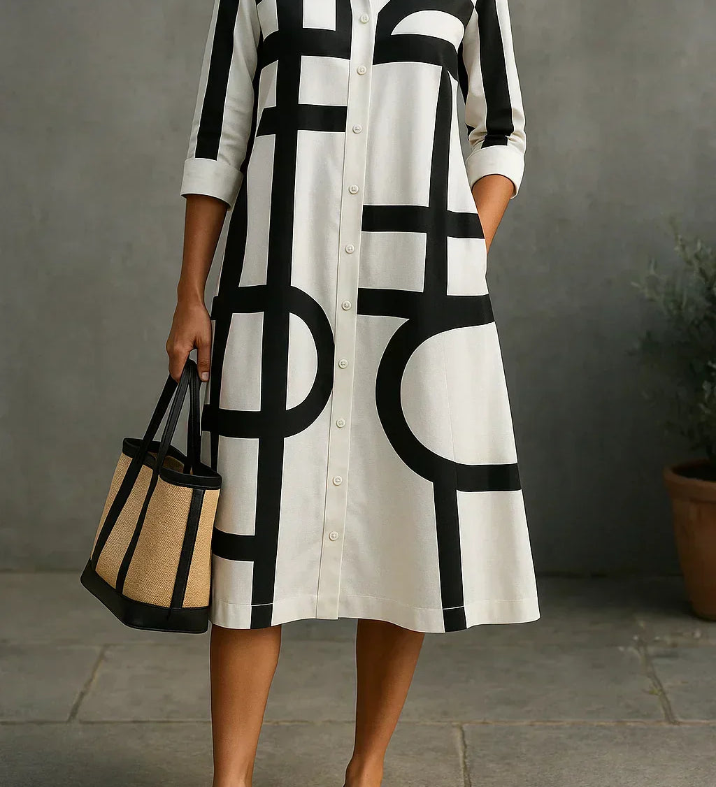 Axis - Shirt Dress with Geometric Print