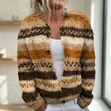 Emma - Cardigan with a Warm Striped Print and Buttons