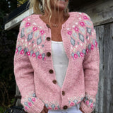 Sophia - Cardigan with Norwegian Print and Buttons