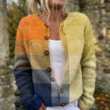 Amelia - Cardigan with Geometric Block Print and Buttons