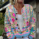 Abigail - Cardigan with Pastel Floral Print and Buttons