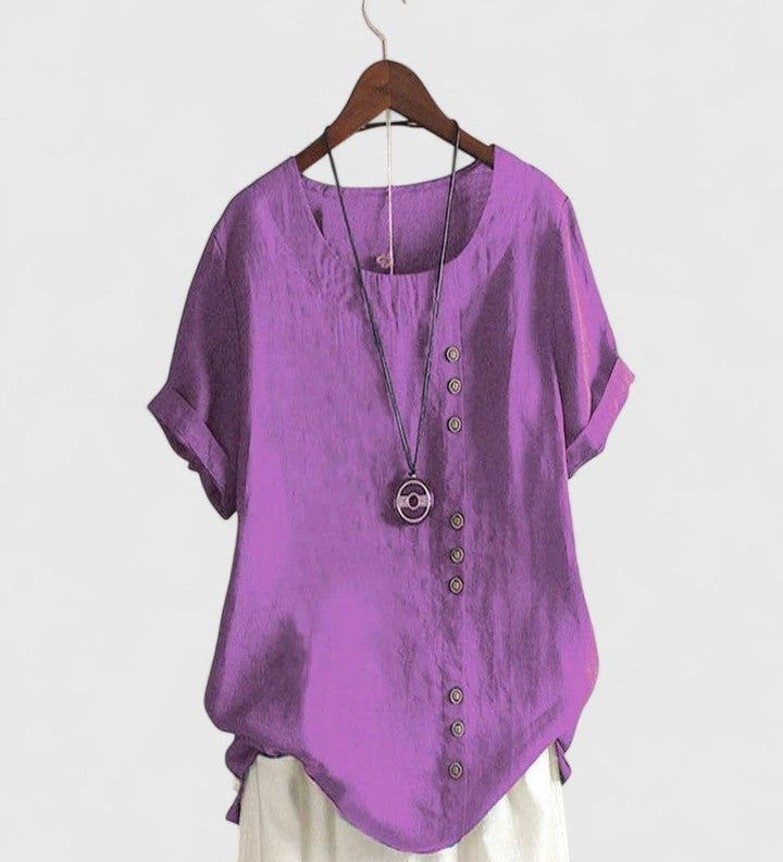 Elisavie - Comfortable Short Sleeve Blouse