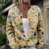 Isabella - Cardigan with Floral Print in Embroidery Style and Buttons