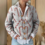 Zoey - Christmas Cardigan with Candy Cane Pattern