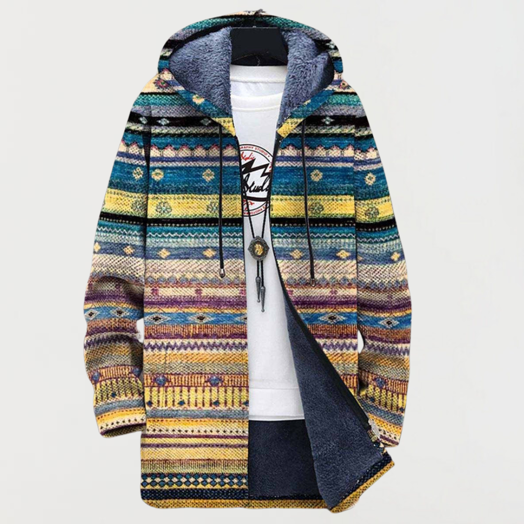 Helena – Fringe Coat with Tribal Pattern