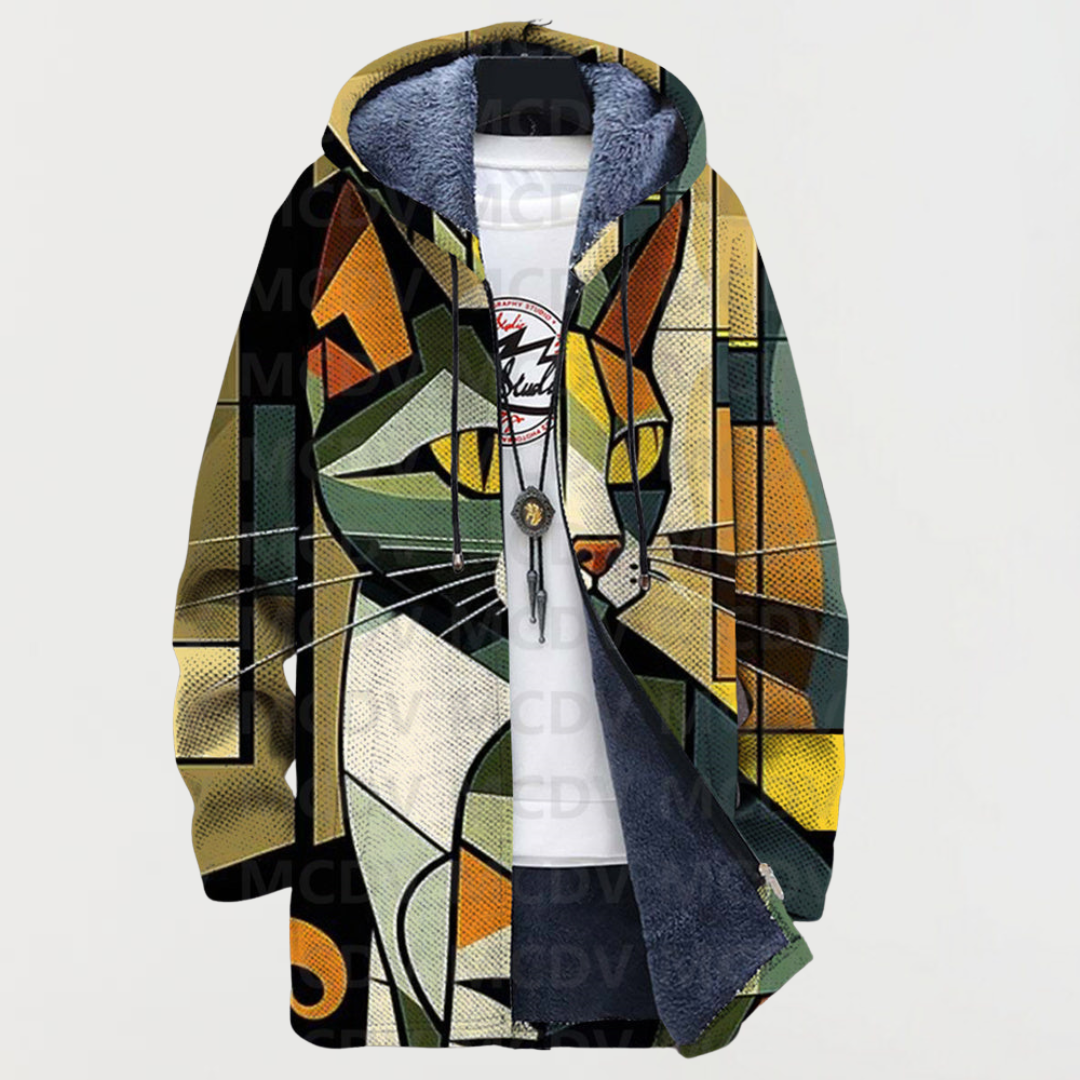 Leonie – Jacket with Geometric Cat Pattern