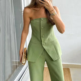 Theresa | Sleeveless Two-Piece Set with Buttons