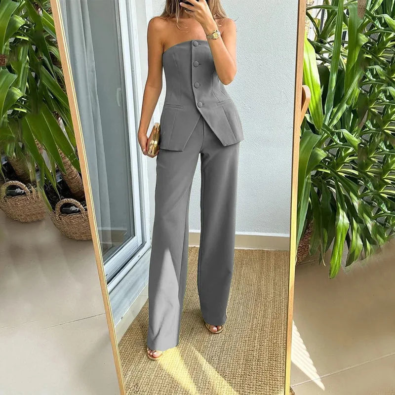 Theresa | Sleeveless Two-Piece Set with Buttons