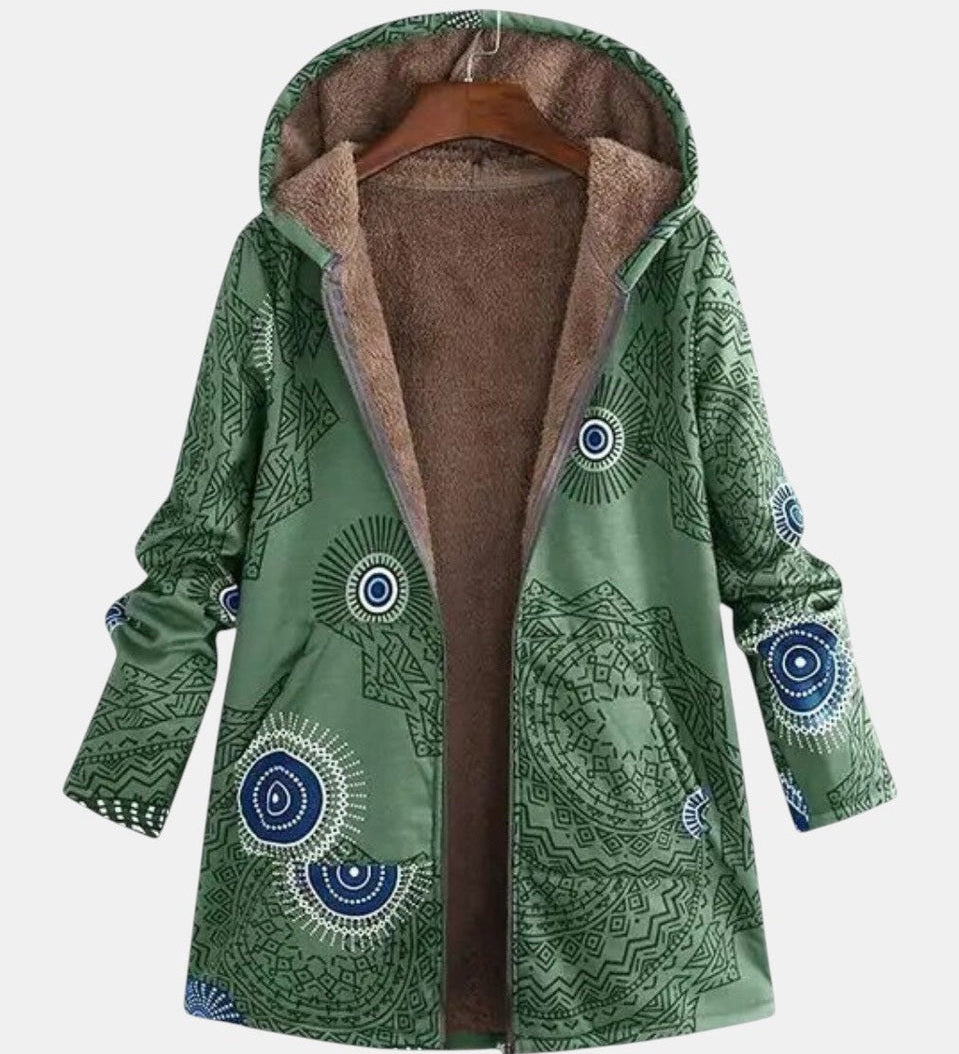 Sage – Sherpa Jacket with Tribal Pattern