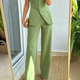 Theresa | Sleeveless Two-Piece Set with Buttons
