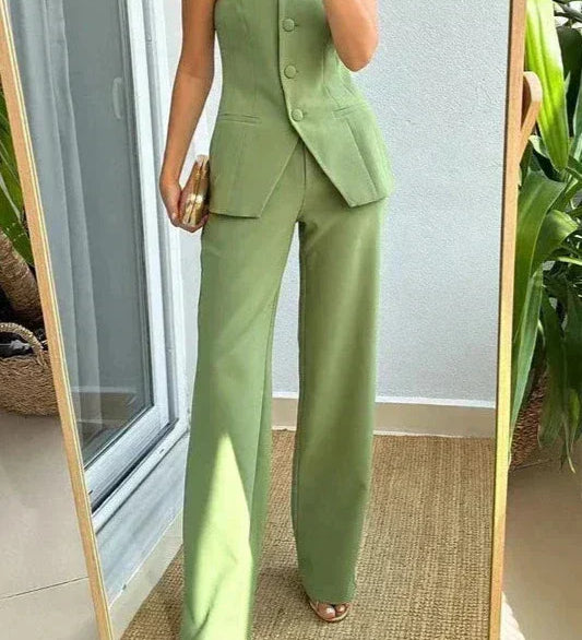 Theresa | Sleeveless Two-Piece Set with Buttons
