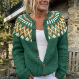 Sophia - Cardigan with Norwegian Print and Buttons
