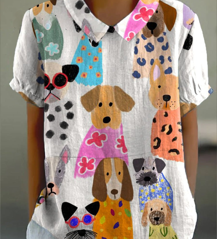 Tina - Dog Print Blouse
