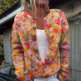 Aubrey - Loose cardigan with floral print and buttons
