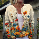 Natalie - Retro Floral Pattern Cardigan