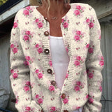 Scarlett - Cardigan with Watercolor French Roses
