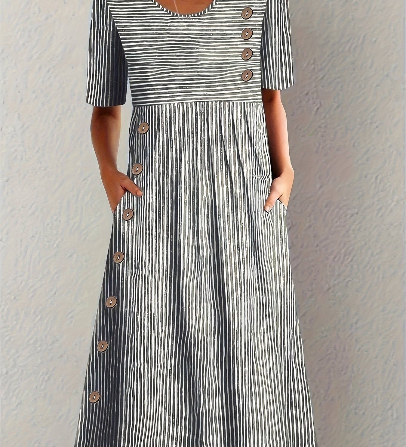 Aubrey - Elegant Striped Summer Midi Dress