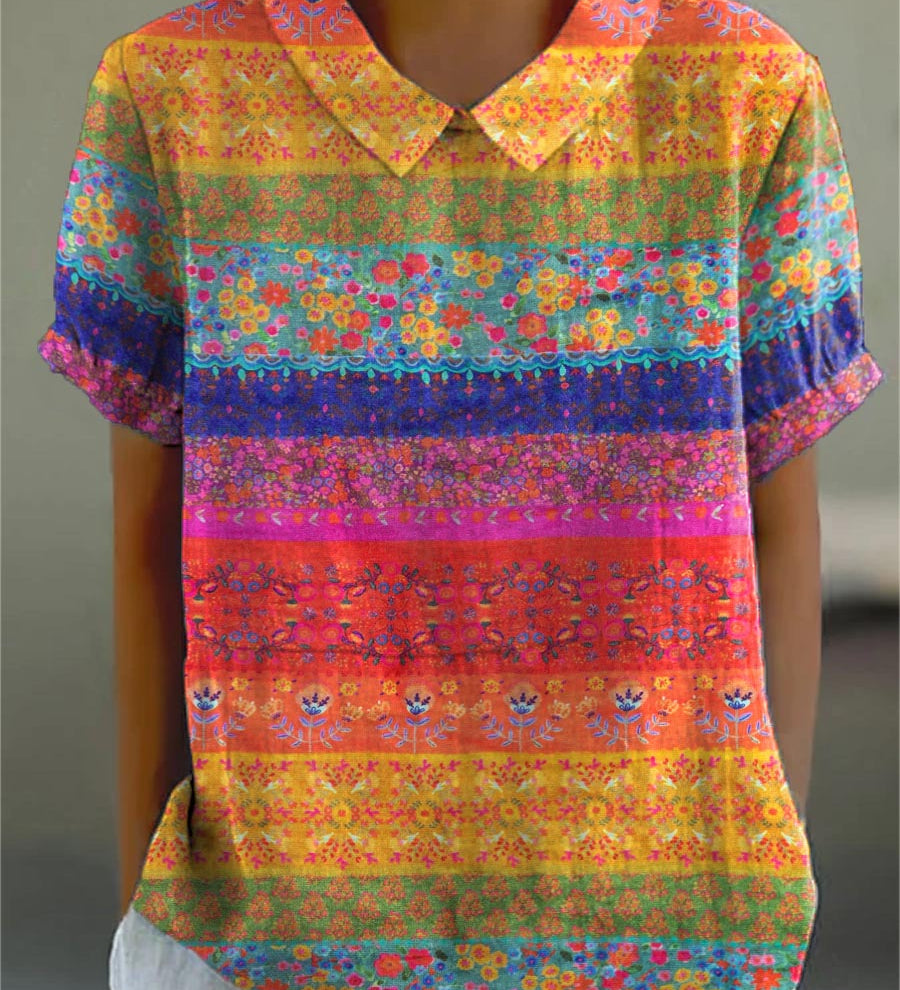 Mila - Floral Striped Blouse