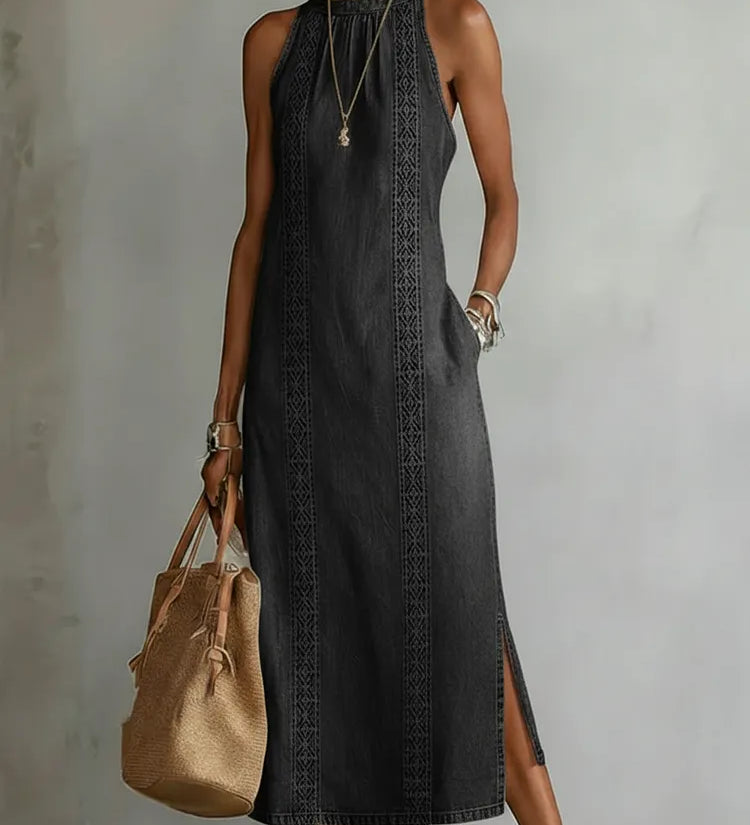 Julia - Retro Lace Denim Dress