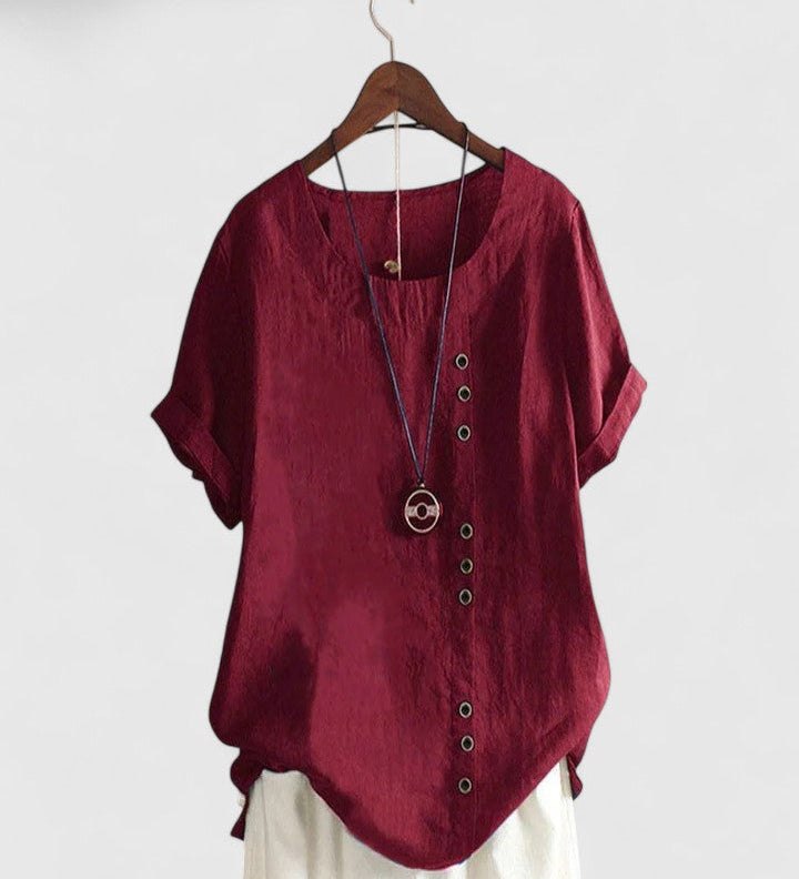 Elisavie - Comfortable Short Sleeve Blouse