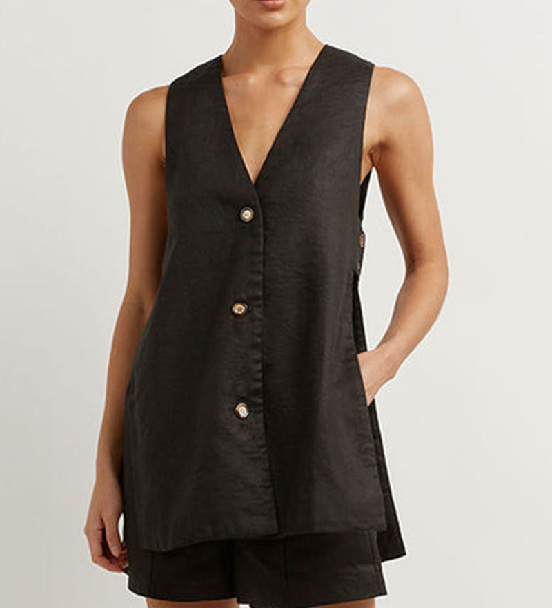 Helene | Sleeveless Set with Buttons