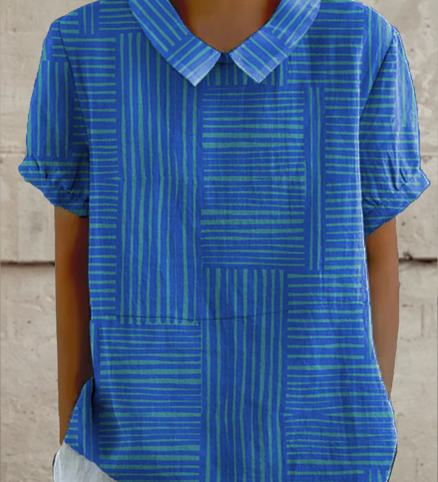 Maya - Striped Geometric Blouse