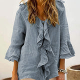 Nadine - Women Chic Bell Sleeve Ruffle Top