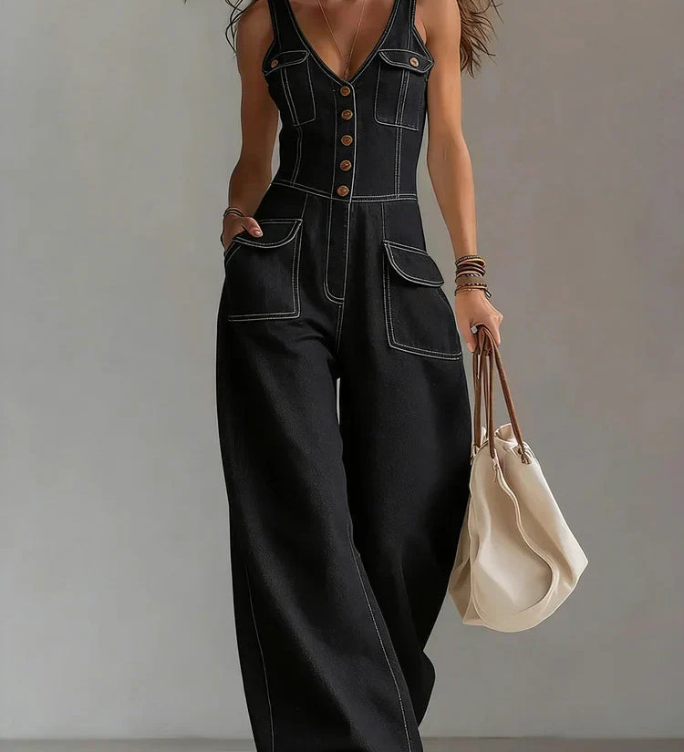 Sophie - Casual Denim Wide Jumpsuit