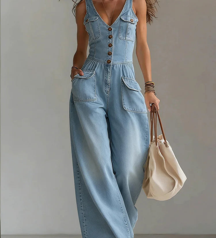 Sophie - Casual Denim Wide Jumpsuit