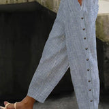 Clara | Striped Pants with Buttons